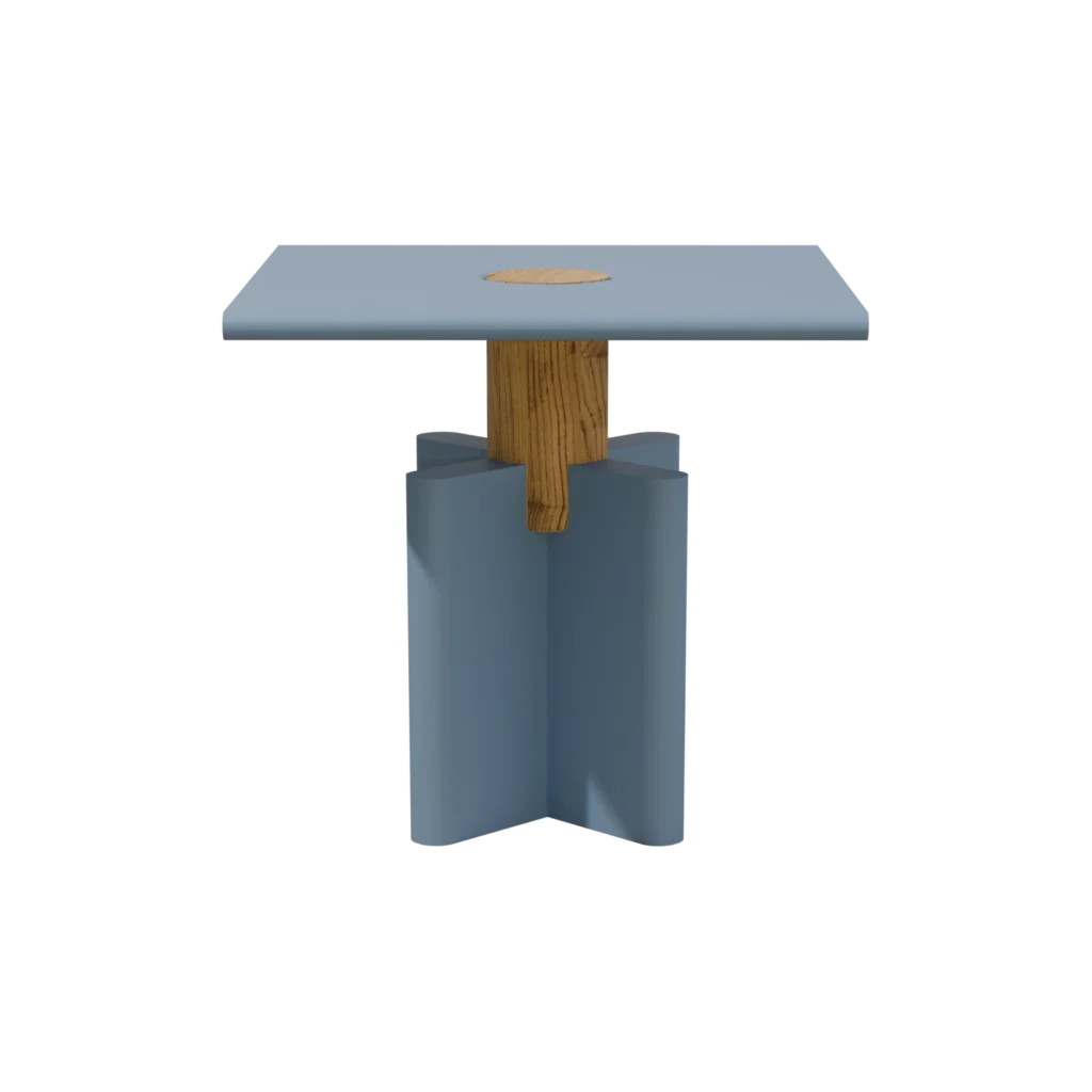 Solis 01.02 niebieski stolik pomocniczy dąb i mdf